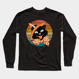 Vintage Halloween Black Cat Long Sleeve T-Shirt